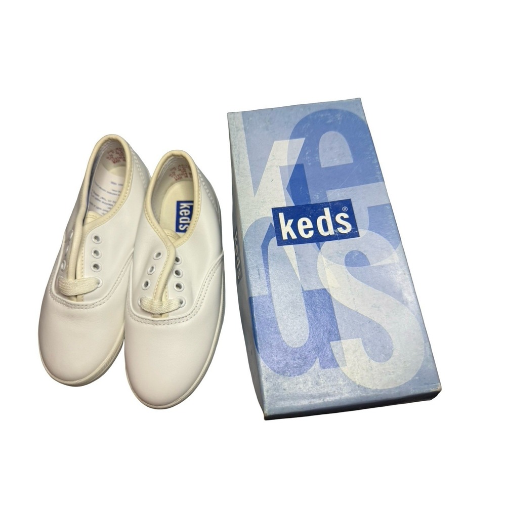 Vintage Keds 13 1/2 W ‎ Kids white leather Champion shoes sneakers.
